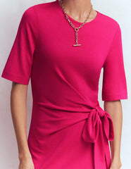 Zinnia Tie Ponte Midi Dress-Vibrant Pink / Boden On sale