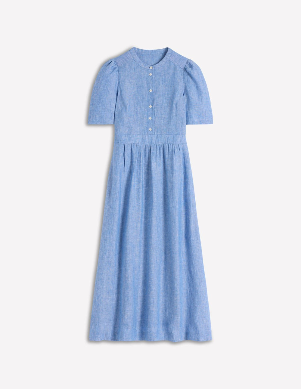 Ivy Placket Linen Midi Dress-Summer Blue Chambray / Boden