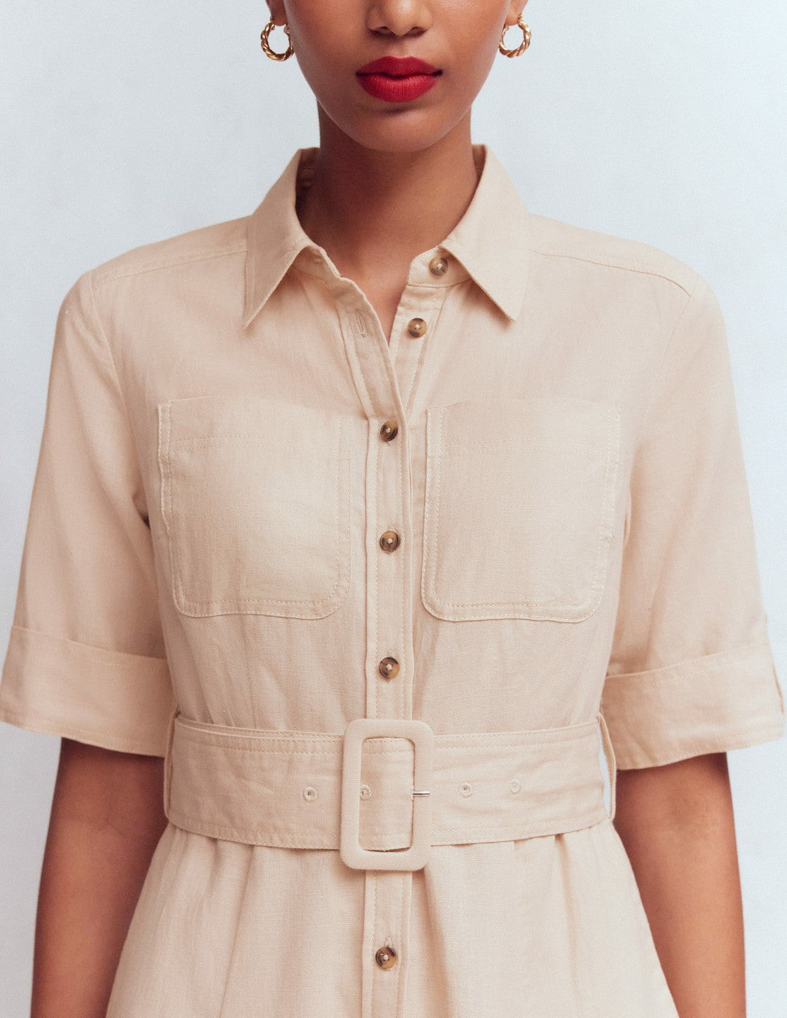 Ora Linen Blend Shirt Dress-Coffee / Boden us