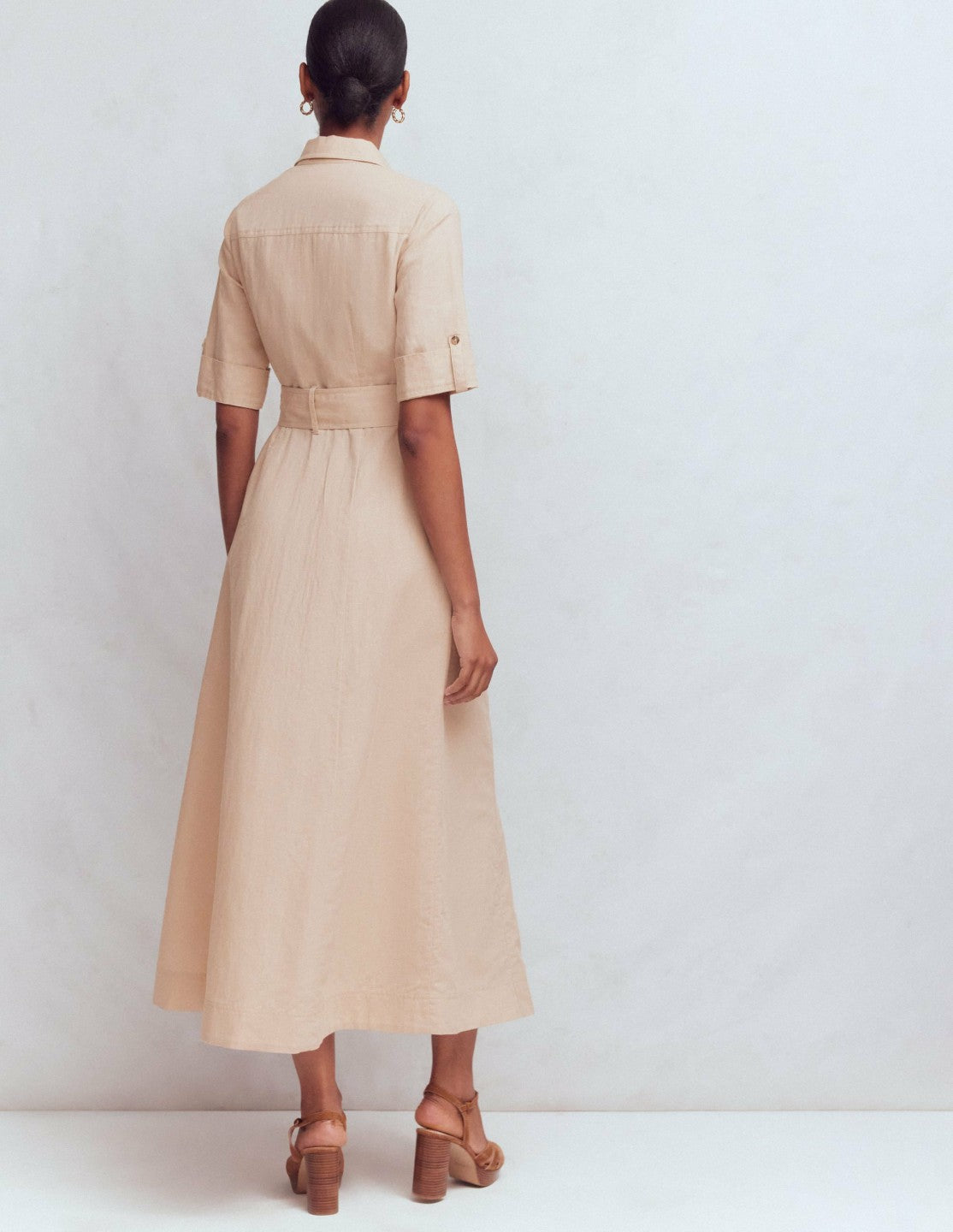 Ora Linen Blend Shirt Dress-Coffee / Boden us