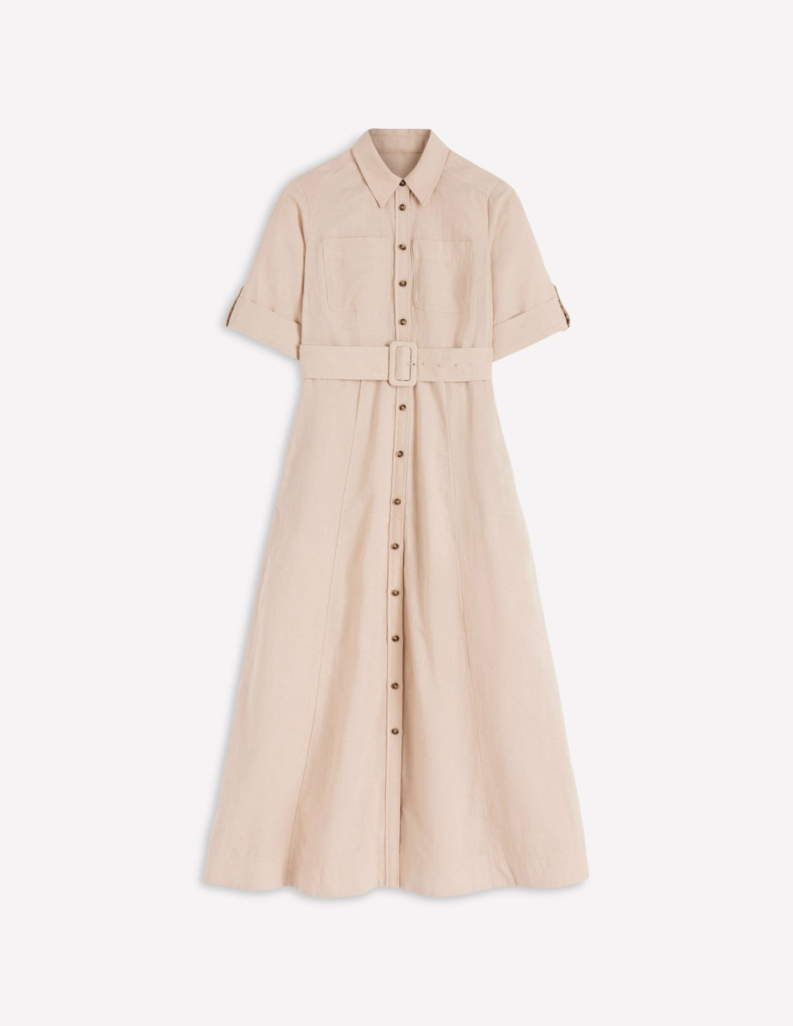 Ora Linen Blend Shirt Dress-Coffee / Boden us