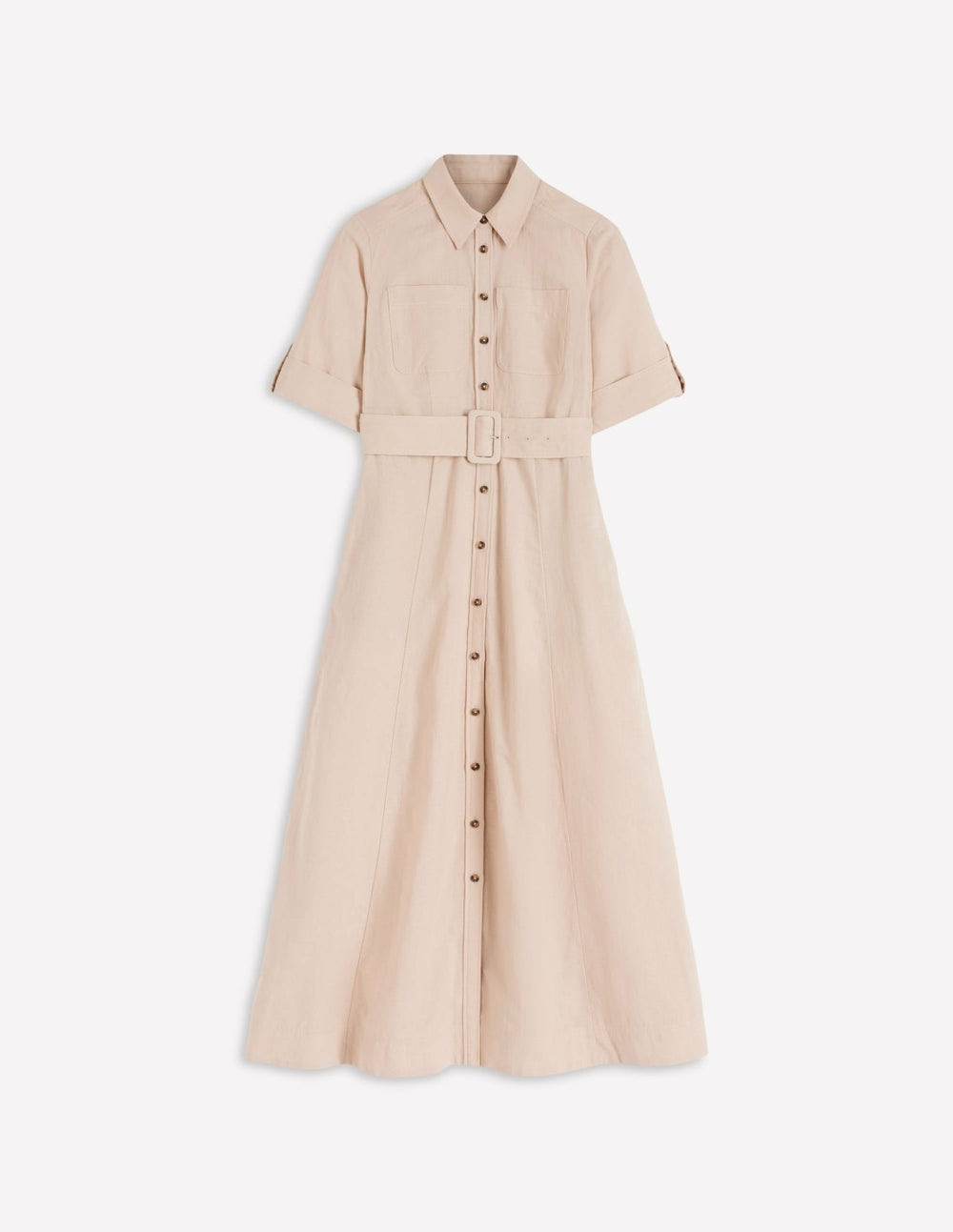 Ora Linen Blend Shirt Dress-Coffee / Boden us