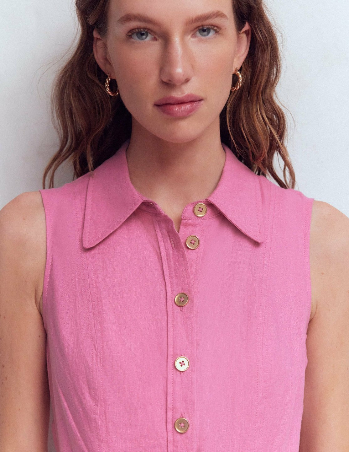 Belinda Linen Shirt Dress-Pink Parfait / Boden