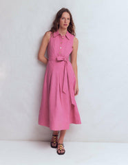 Belinda Linen Shirt Dress-Pink Parfait / Boden