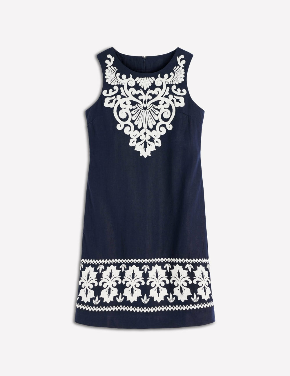 Linen Shift Dress-Navy Embrodiery / Boden Outlet
