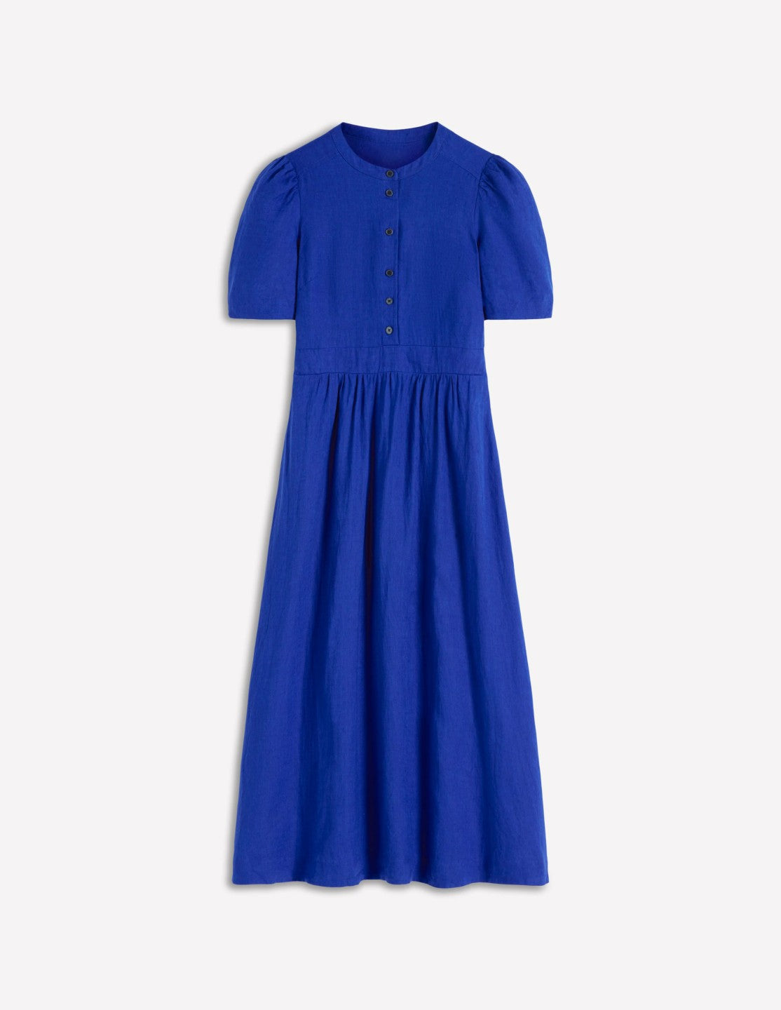 Ivy Placket Linen Midi Dress-Bright Blue / Boden Discount