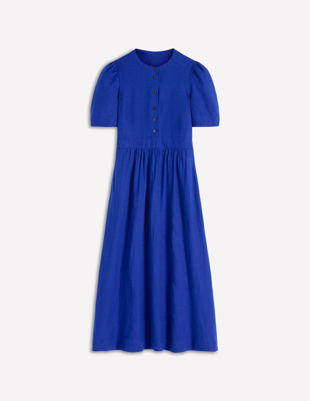 Ivy Placket Linen Midi Dress-Bright Blue / Boden Discount