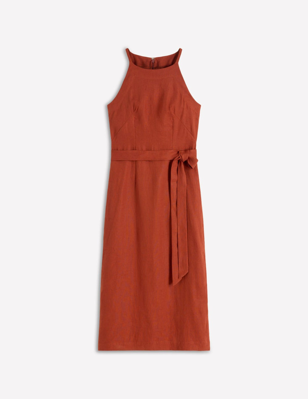 Rosa Halter Linen Midi Dress-Burnt Orange / Boden On sale