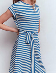 Eve Jersey Midi Dress-Blue and Ivory Stripe / Boden us
