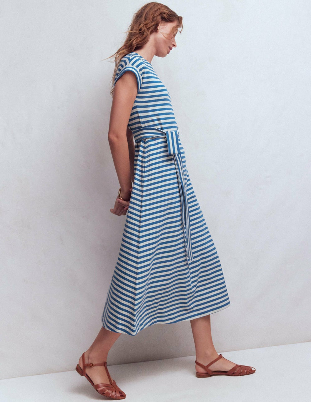 Eve Jersey Midi Dress-Blue and Ivory Stripe / Boden us