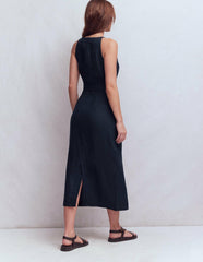 Rosa Halter Linen Midi Dress-Navy / Boden Online