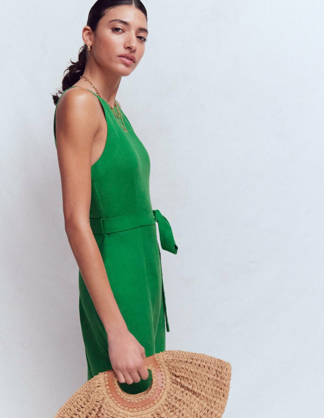 Rosa Halter Linen Midi Dress-Amazon Green / Boden Outlet