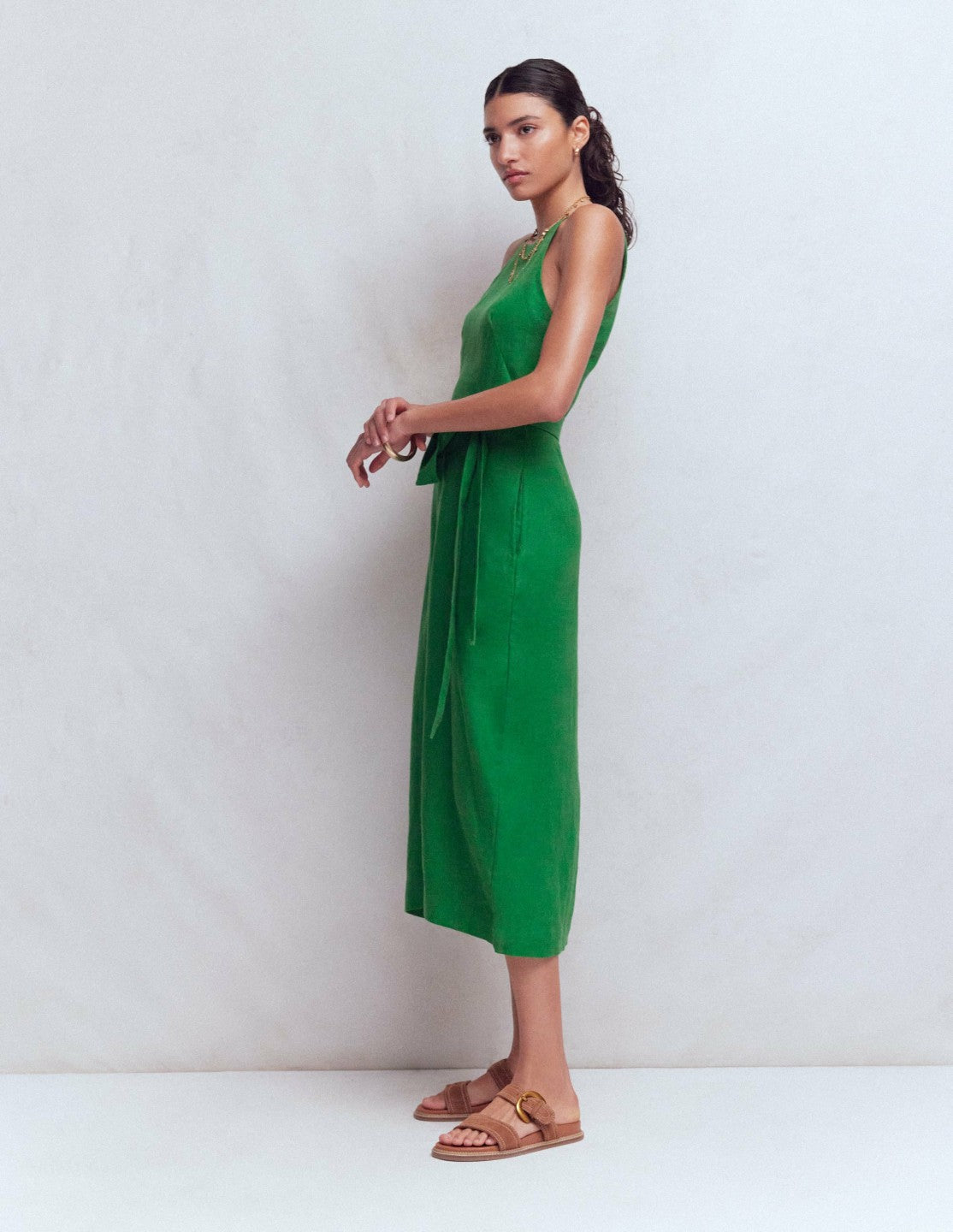 Rosa Halter Linen Midi Dress-Amazon Green / Boden Outlet