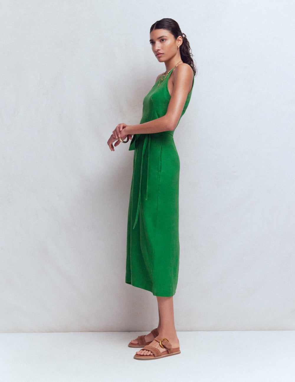 Rosa Halter Linen Midi Dress-Amazon Green / Boden Outlet