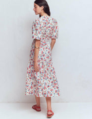 Irene Linen Midi Dress-Ivory, Bloom Scatter / Boden us