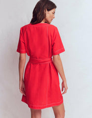 Callie Linen Short Dress-Bright Cherry / Boden Outlet