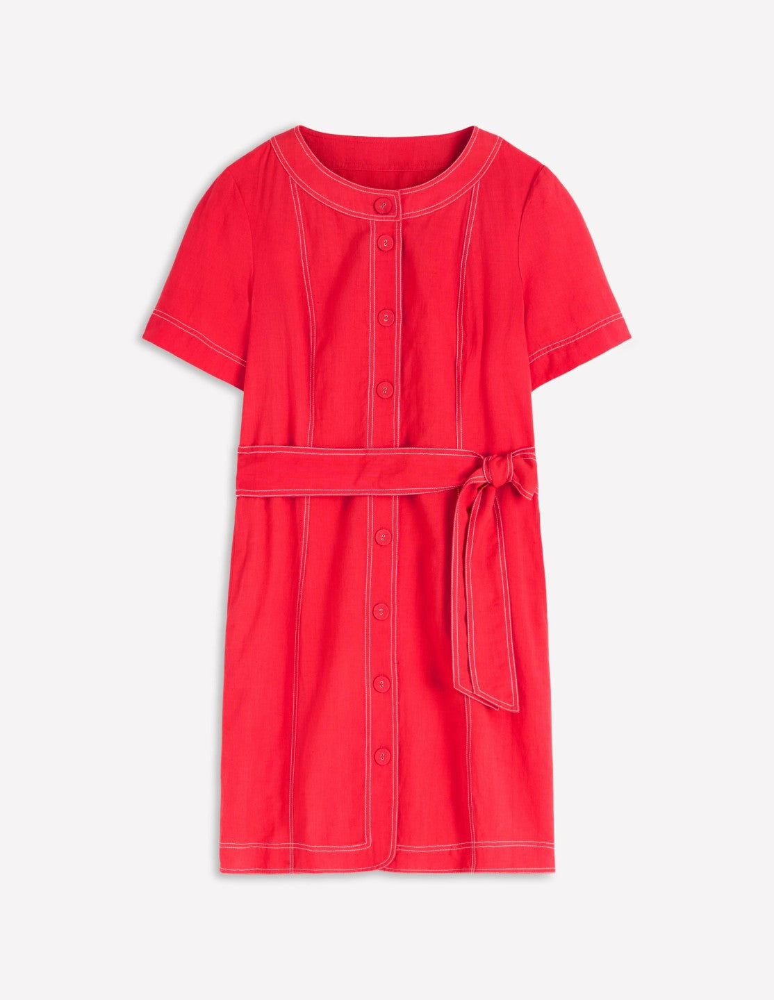 Callie Linen Short Dress-Bright Cherry / Boden Outlet