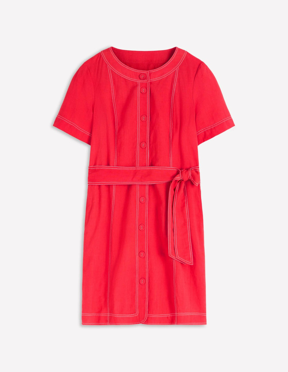 Callie Linen Short Dress-Bright Cherry / Boden Outlet