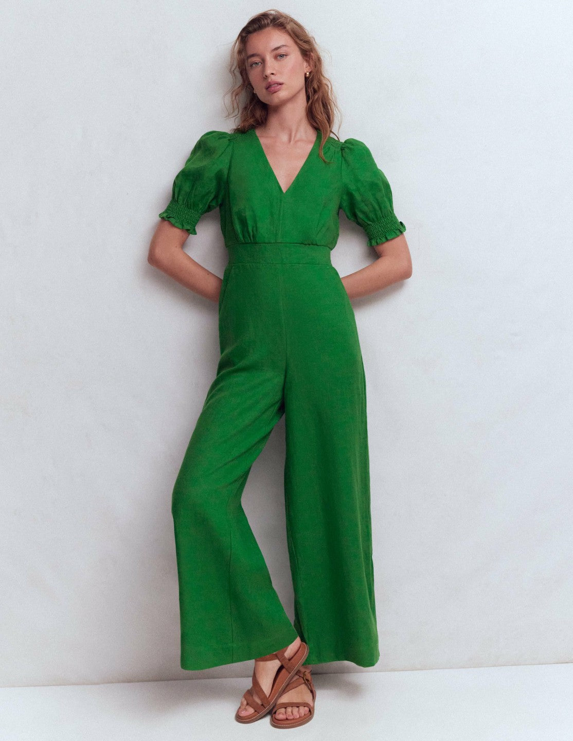 Anna Linen Jumpsuit-Amazon Green / Boden On sale