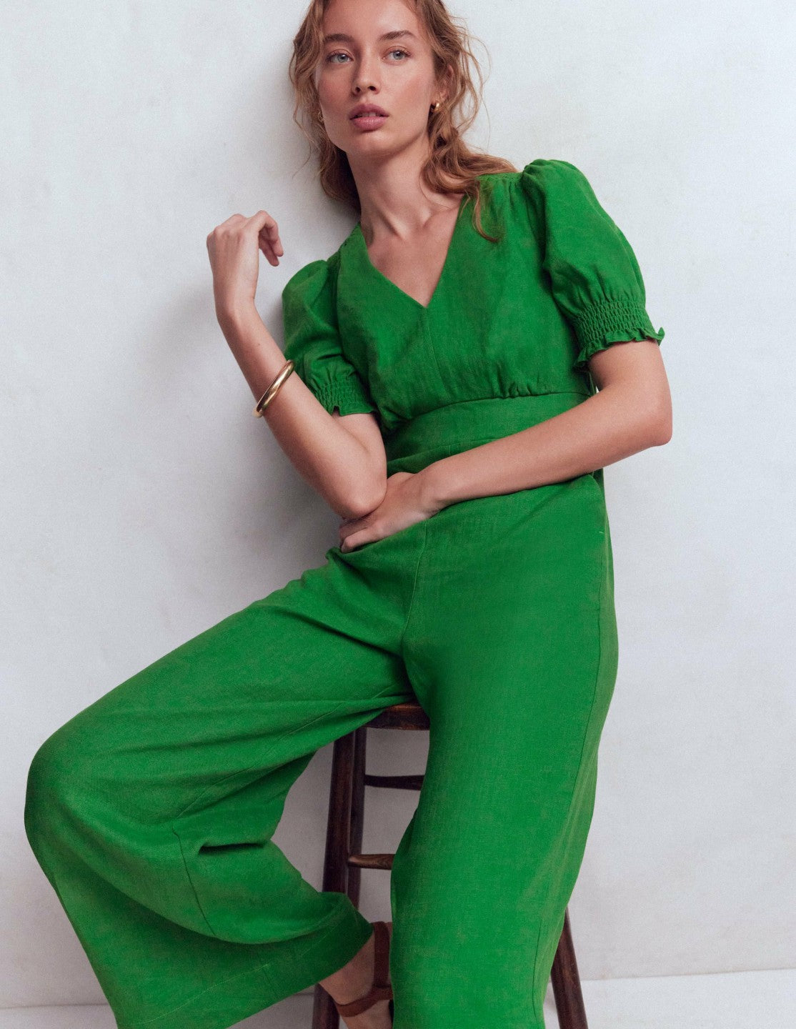 Anna Linen Jumpsuit-Amazon Green / Boden On sale