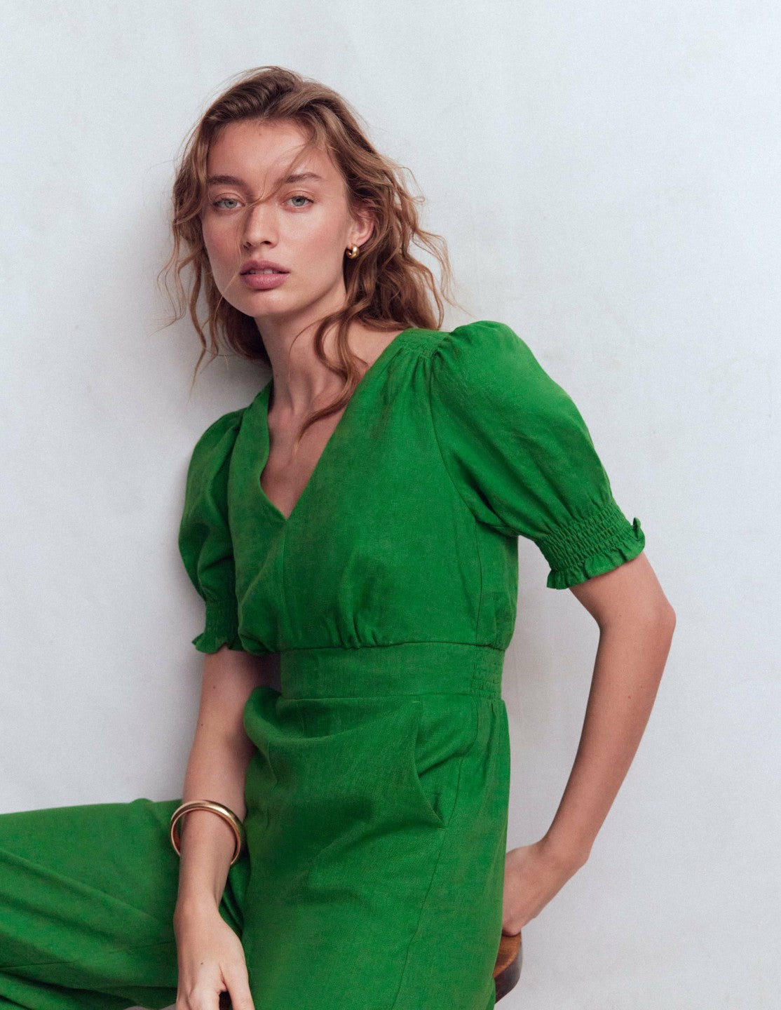 Anna Linen Jumpsuit-Amazon Green / Boden On sale