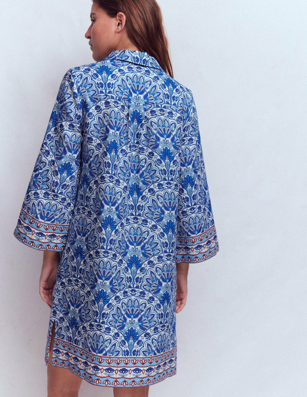 Carmen Linen Short Dress-Bright Blue, Elaborate Terrace / Boden Sale