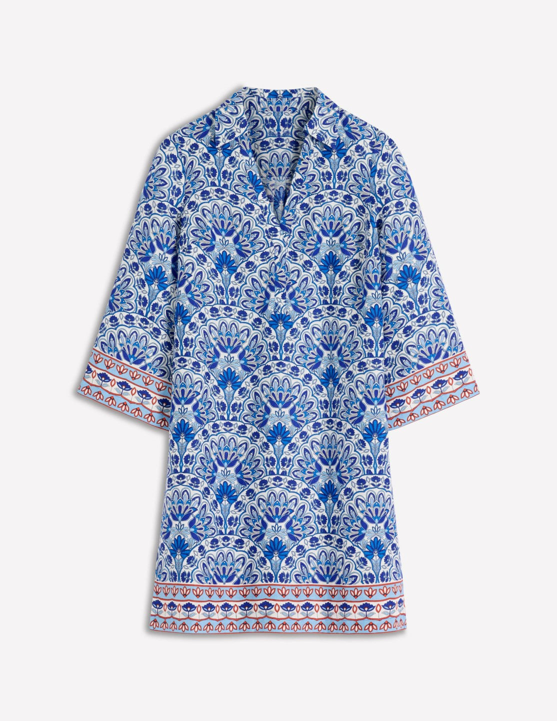 Carmen Linen Short Dress-Bright Blue, Elaborate Terrace / Boden Sale