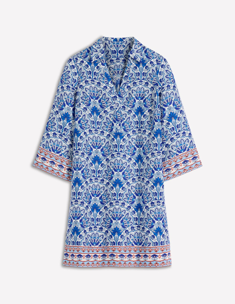 Carmen Linen Short Dress-Bright Blue, Elaborate Terrace / Boden Sale