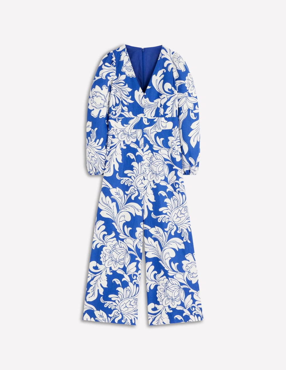 Lola Linen Jumpsuit-Blue Botanical Flourish Mono / Boden Online