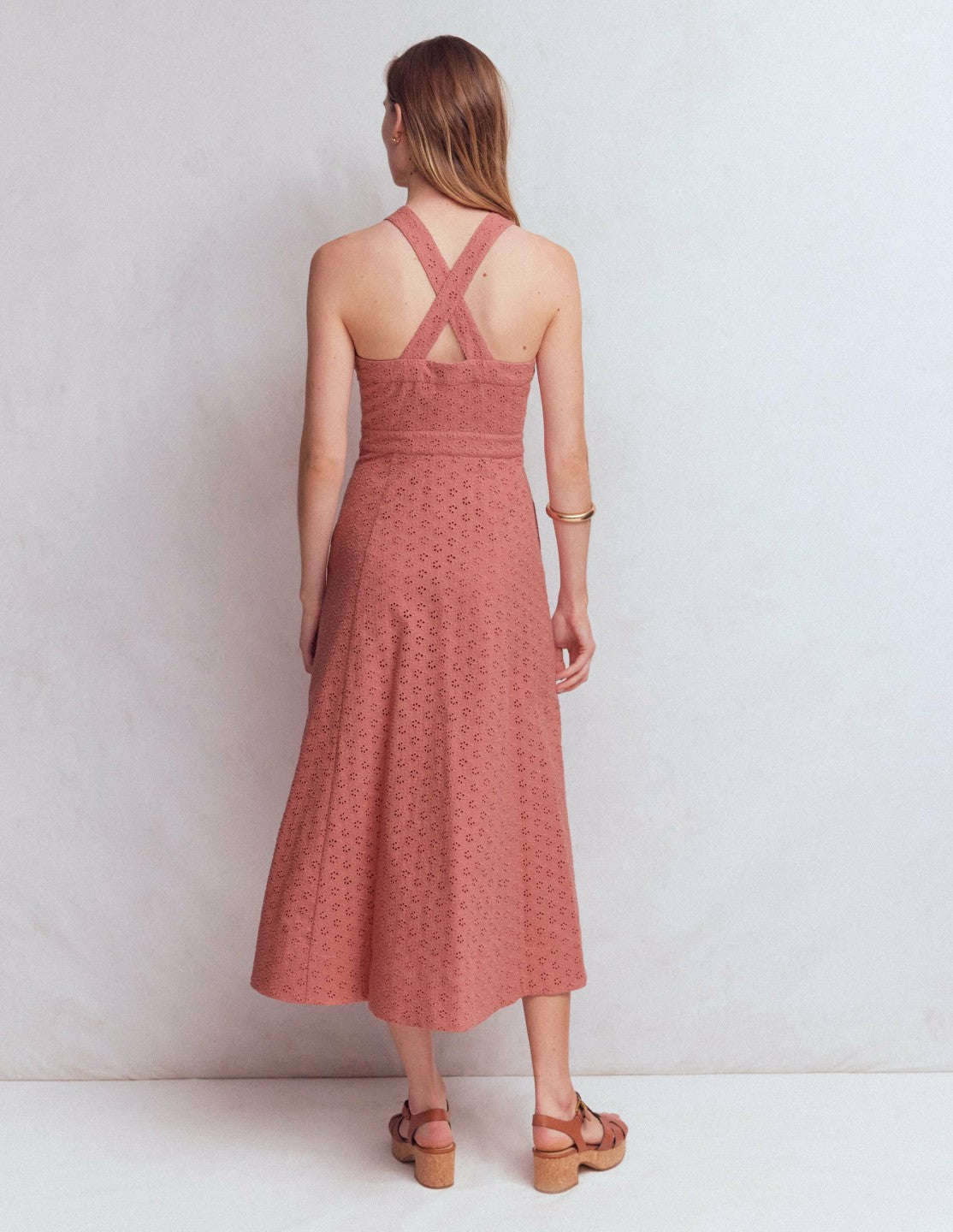 Cross Back Broderie Midi Dress-Vintage Rose Broderie / Boden On sale
