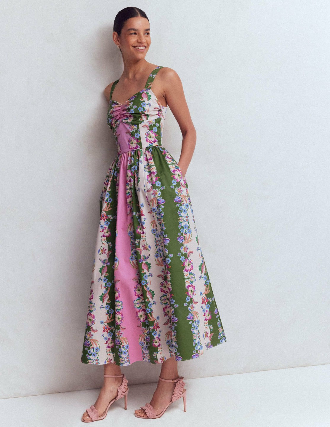 Fit and Flare Midi Dress-Orchid Canopy Stripe / Boden Sale