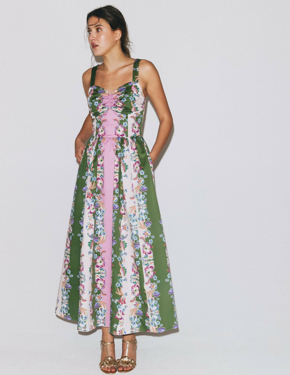 Fit and Flare Midi Dress-Orchid Canopy Stripe / Boden Sale