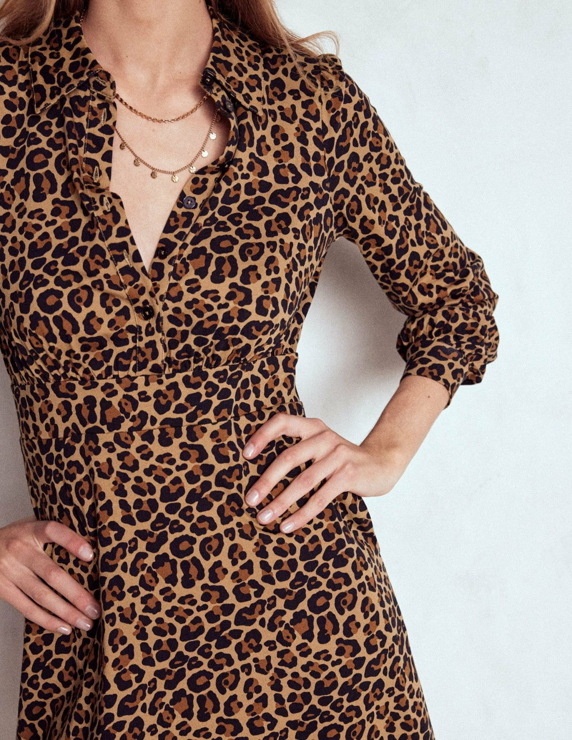 Orla Short Jersey Shirt Dress-Cheetah Pop / Boden Discount