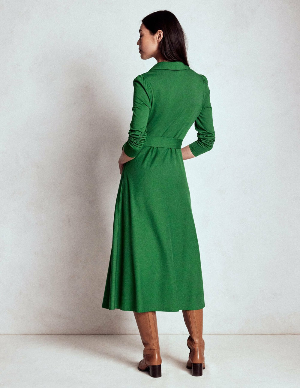 Imogen Collared Jersey Dress-Pine Green / Boden us