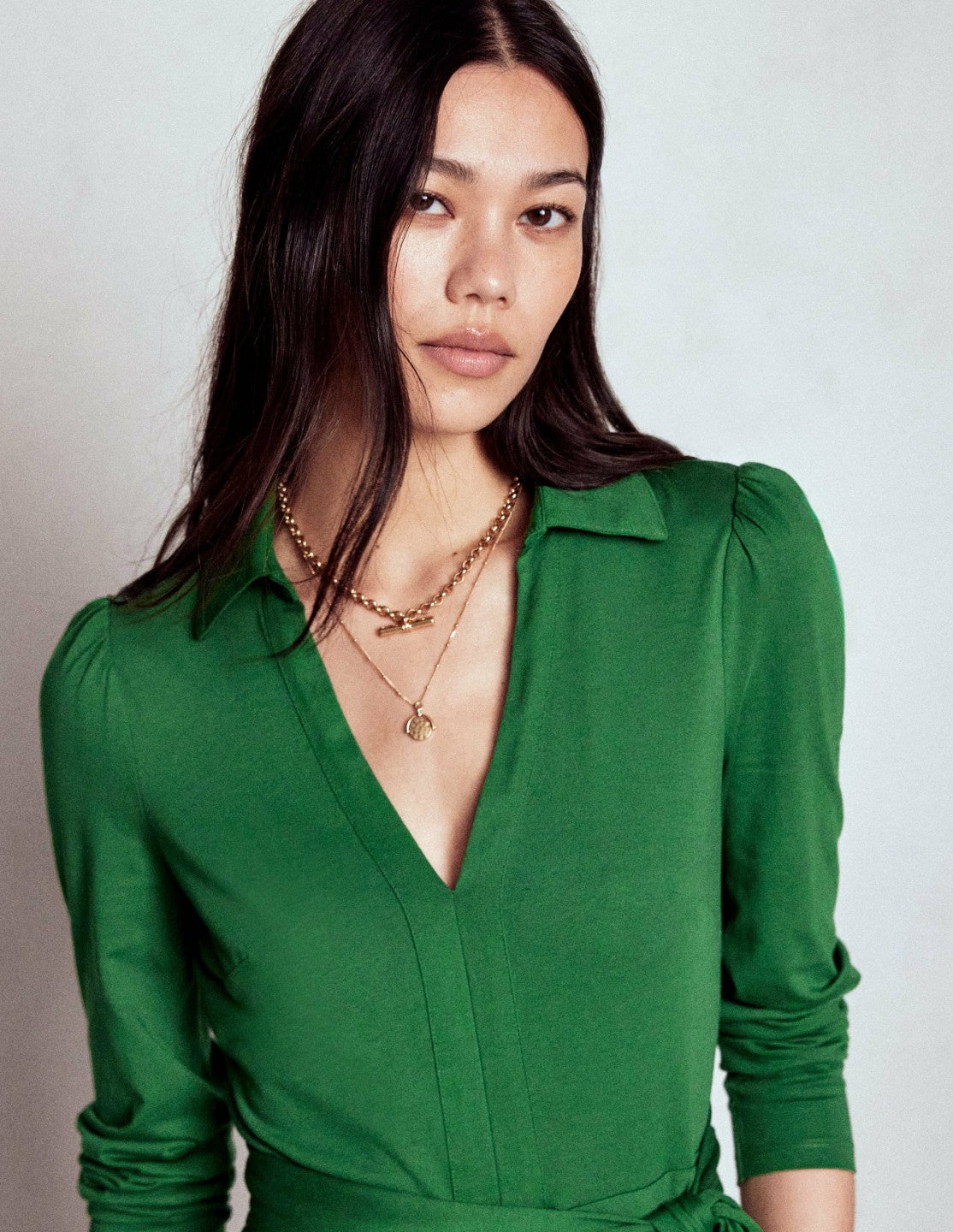 Imogen Collared Jersey Dress-Pine Green / Boden us