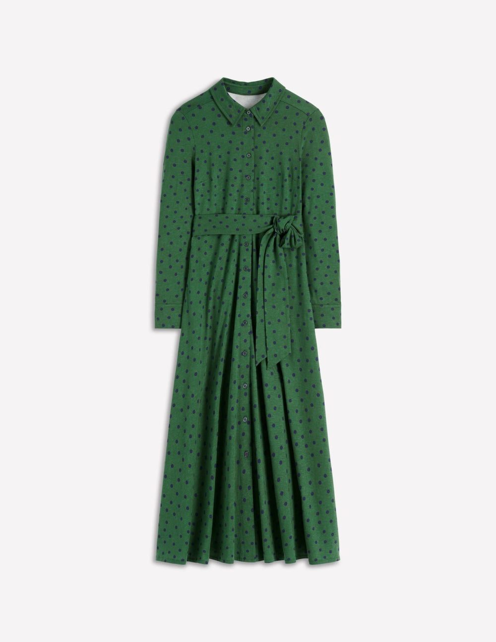 Marcia Jersey Shirt Dress-Hunter Green, Painted Dot / Boden
