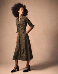 Marcia Jersey Shirt Dress-Military Olive, Brushed Animal / Boden Sale