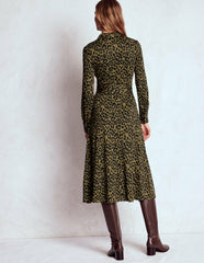 Marcia Jersey Shirt Dress-Military Olive, Brushed Animal / Boden Sale