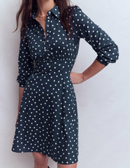 Orla Short Jersey Shirt Dress-French Navy, Painted Dot / Boden Online