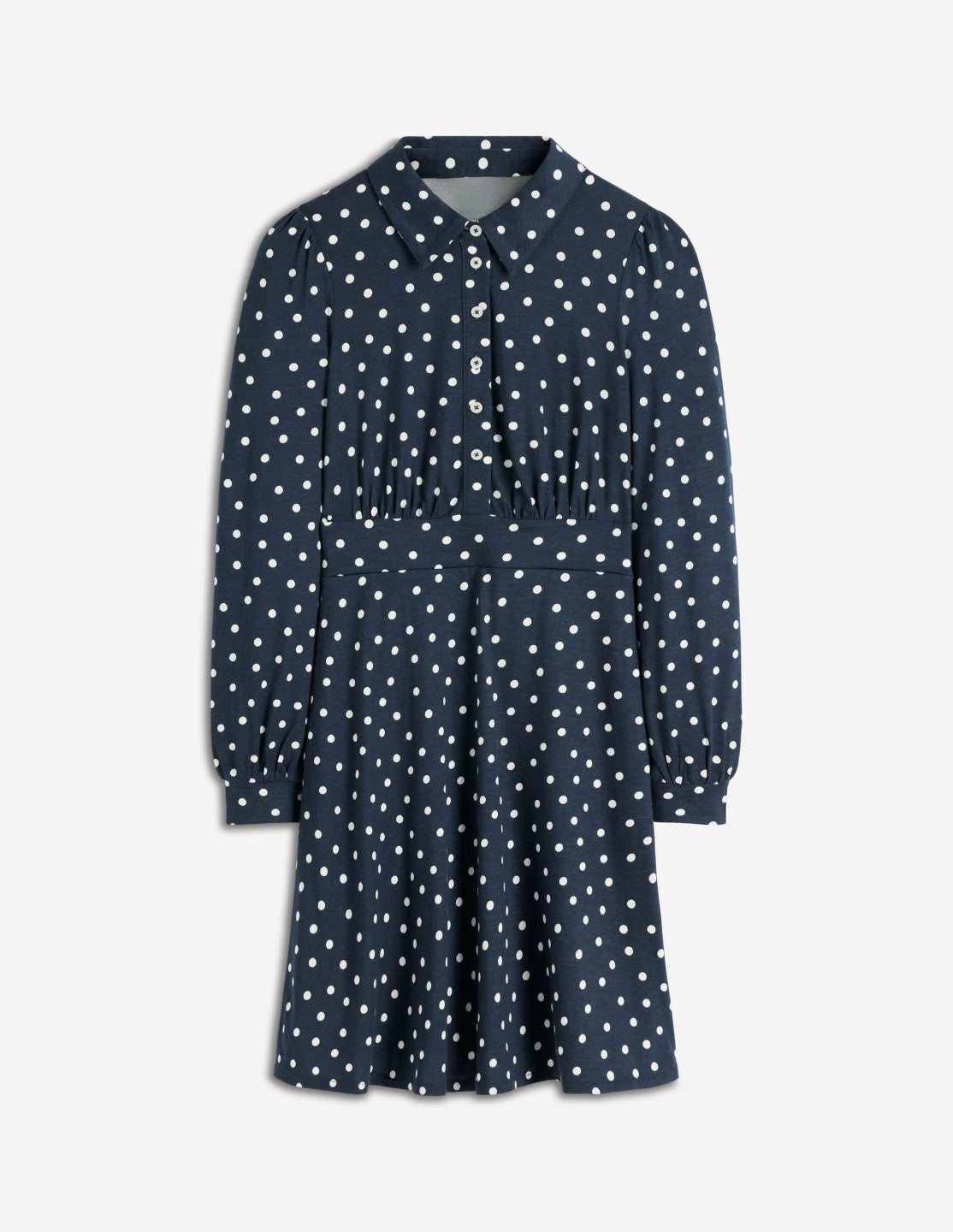 Orla Short Jersey Shirt Dress-French Navy, Painted Dot / Boden Online