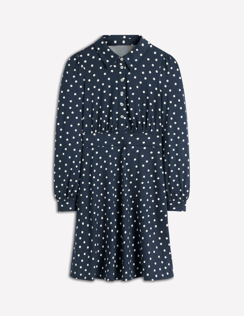 Orla Short Jersey Shirt Dress-French Navy, Painted Dot / Boden Online