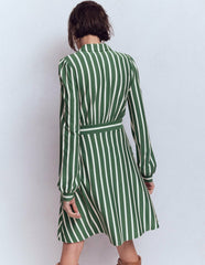 Orla Short Jersey Shirt Dress-Hunter Green and Ivory Stripe / Boden Discount