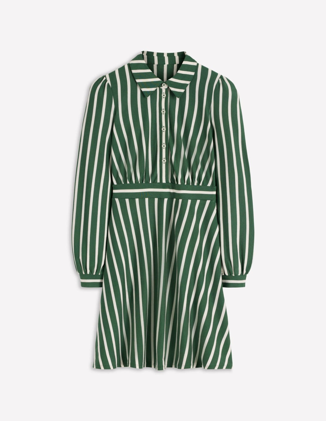 Orla Short Jersey Shirt Dress-Hunter Green and Ivory Stripe / Boden Discount
