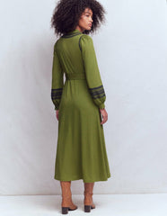 Embroidered Jersey Shirt Dress-Olive / Boden On sale
