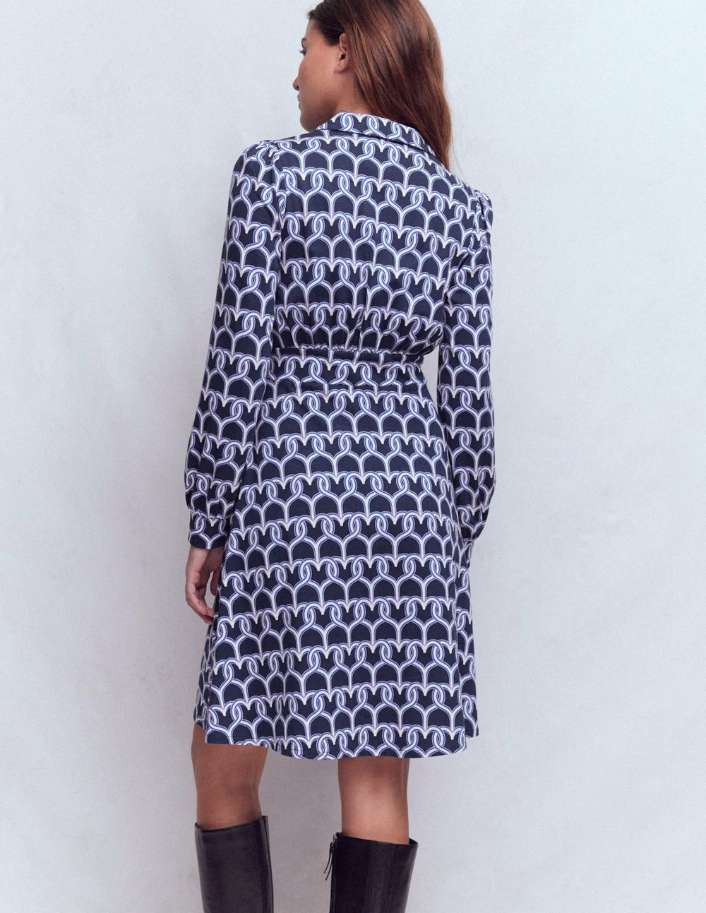 Orla Short Jersey Shirt Dress-French Navy, Heart Link / Boden us