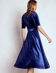 Kate Velvet Shirt Dress-Sapphire Blue / Boden