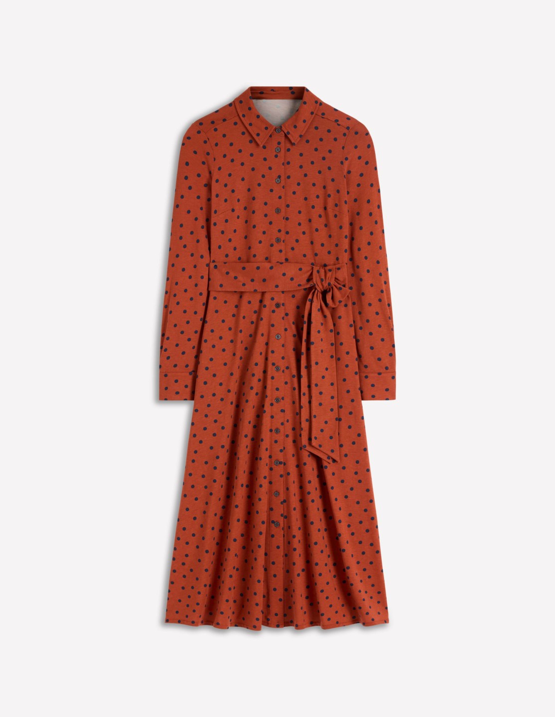 Marcia Jersey Shirt Dress-Burnt Orange, Navy Spot / Boden Sale