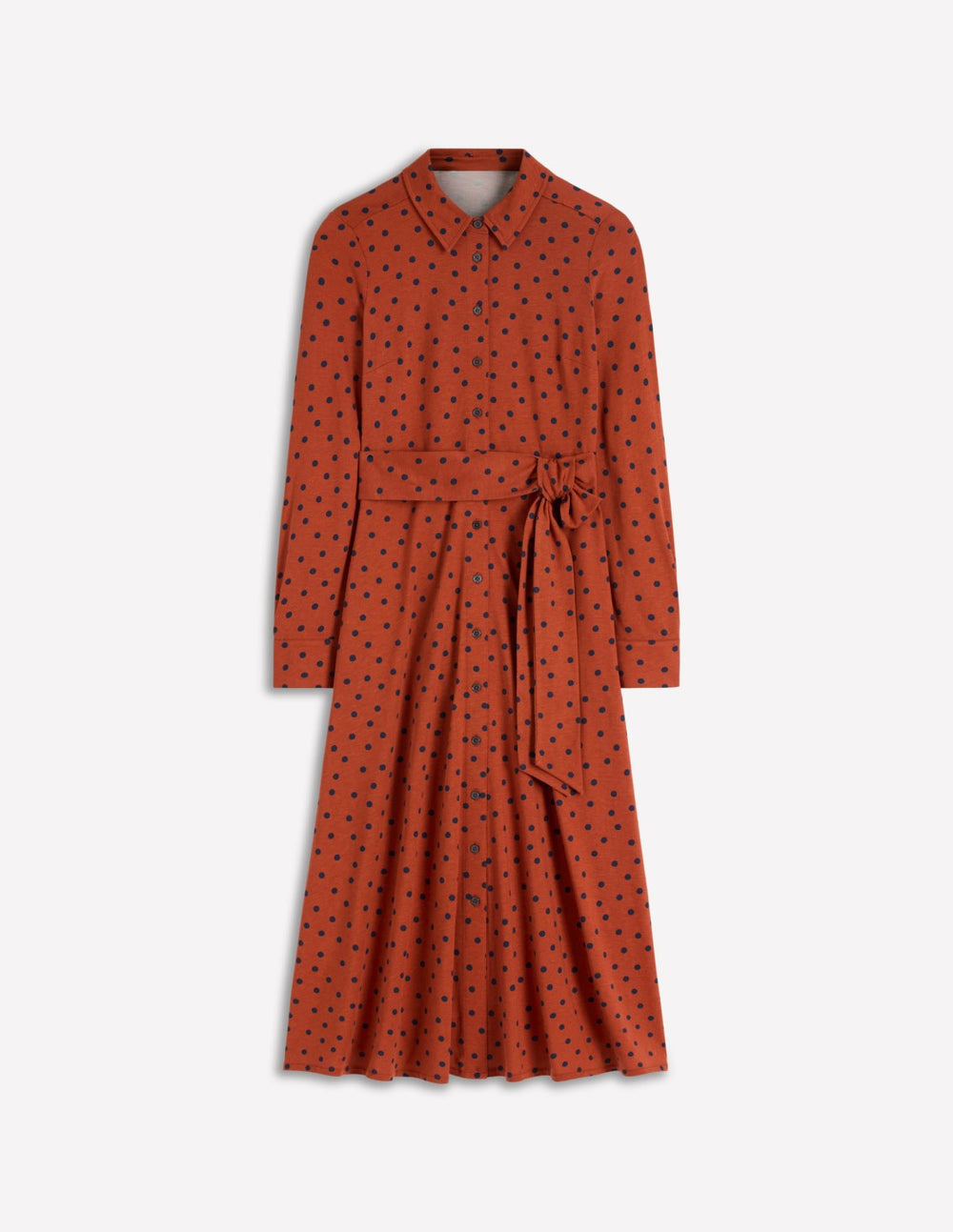 Marcia Jersey Shirt Dress-Burnt Orange, Navy Spot / Boden Sale