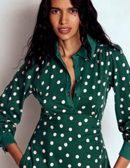 Empire Waistline Shirt Dress-Emerald Night, Painted Dot / Boden Online