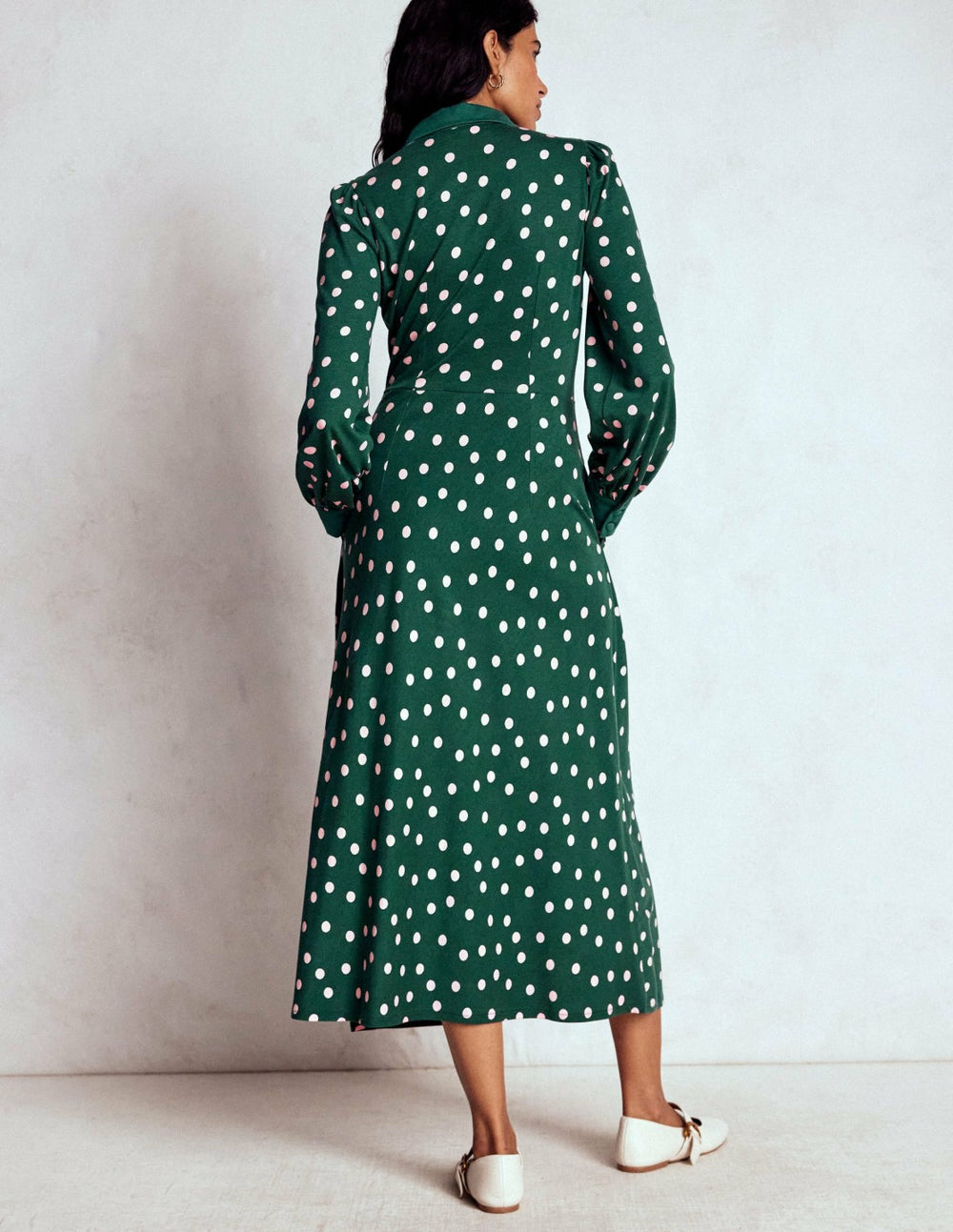 Empire Waistline Shirt Dress-Emerald Night, Painted Dot / Boden Online